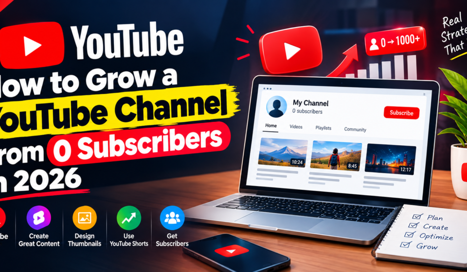 Learn how to grow a YouTube channel from 0 subscribers in 2026 with proven SEO, content, Shorts, and audience growth strategies that work.