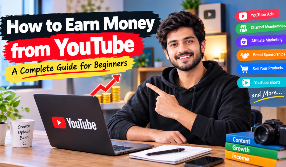 Learn how to earn money from YouTube with practical strategies for beginners, including ads, affiliate marketing, sponsorships, Shorts, and more.