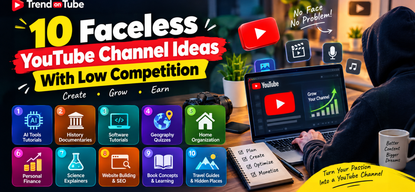 10 Faceless YouTube Channel Ideas With Low Competition in 2026